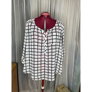 Torrid White Plaid grid sheer chiffon Blouse sz 2